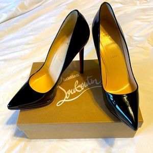 CHRISTIAN LOUBOUTIN Patent Calfskin Pigalle Plato 120 Pumps sz. 40.5 gloss black